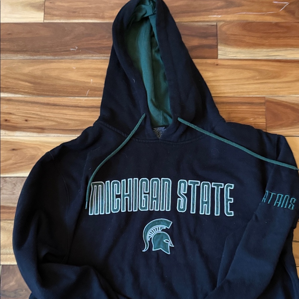 Colosseum Black Hoodie with Green Trim